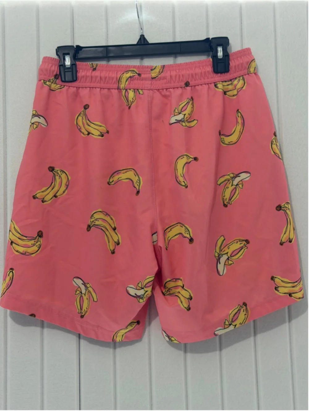 Maamgic Men’s Pink Banana Print Swim Trunks – Size Medium